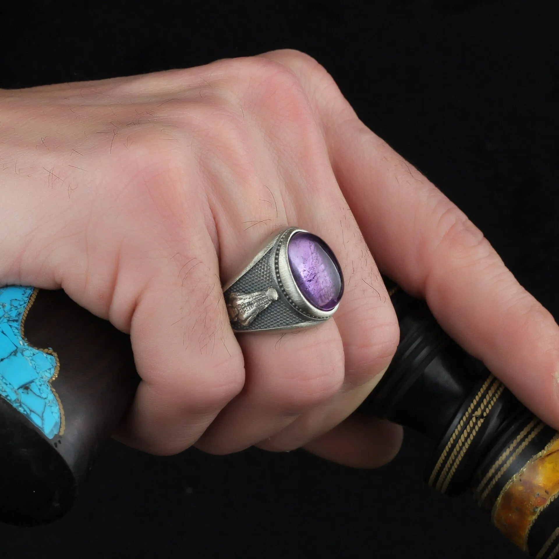 Crocodile Silver Signet Men's Ring: 12