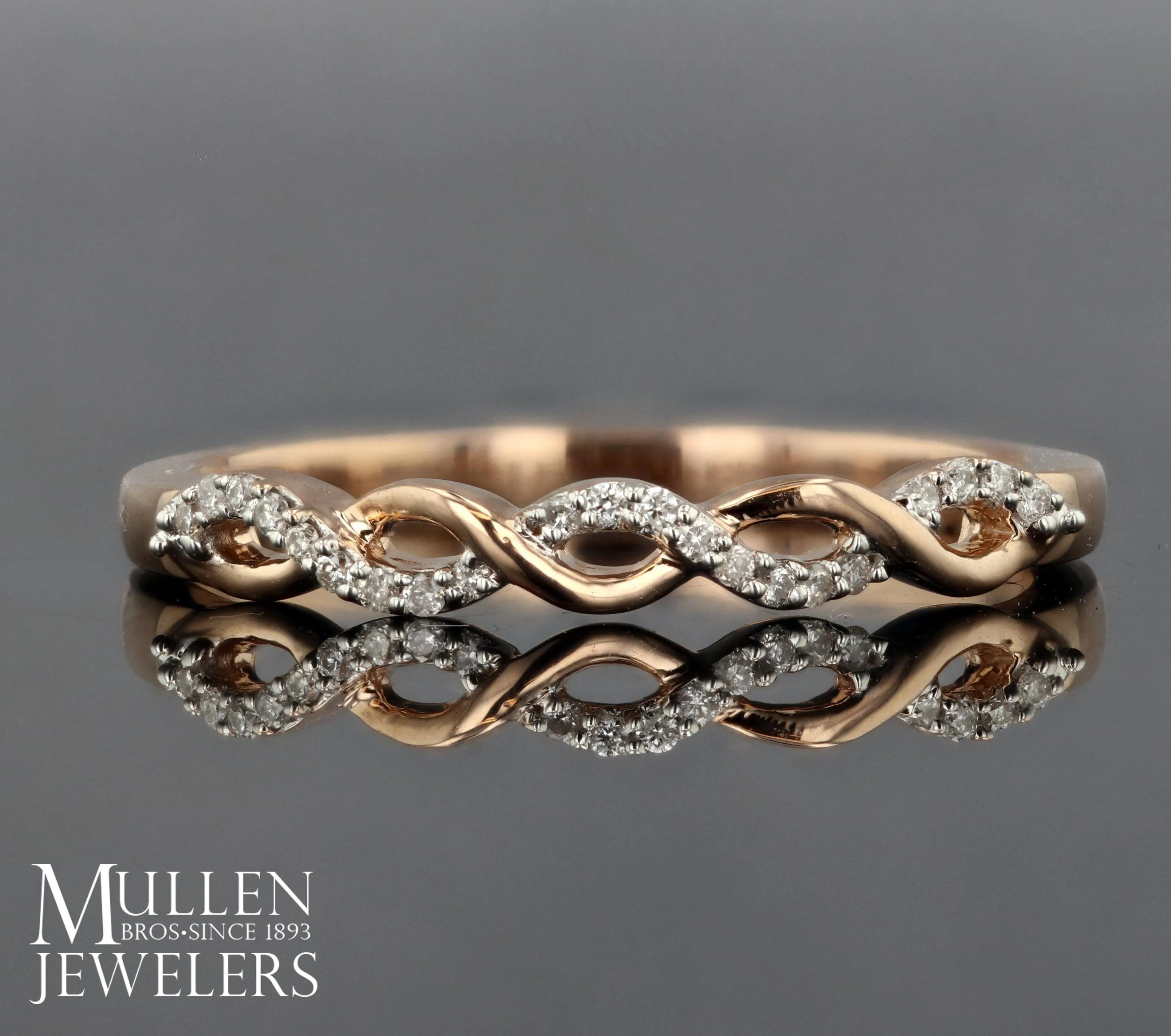 Crossover Stackable Diamond Ring 1/10 Cttw 10K Rose Gold
