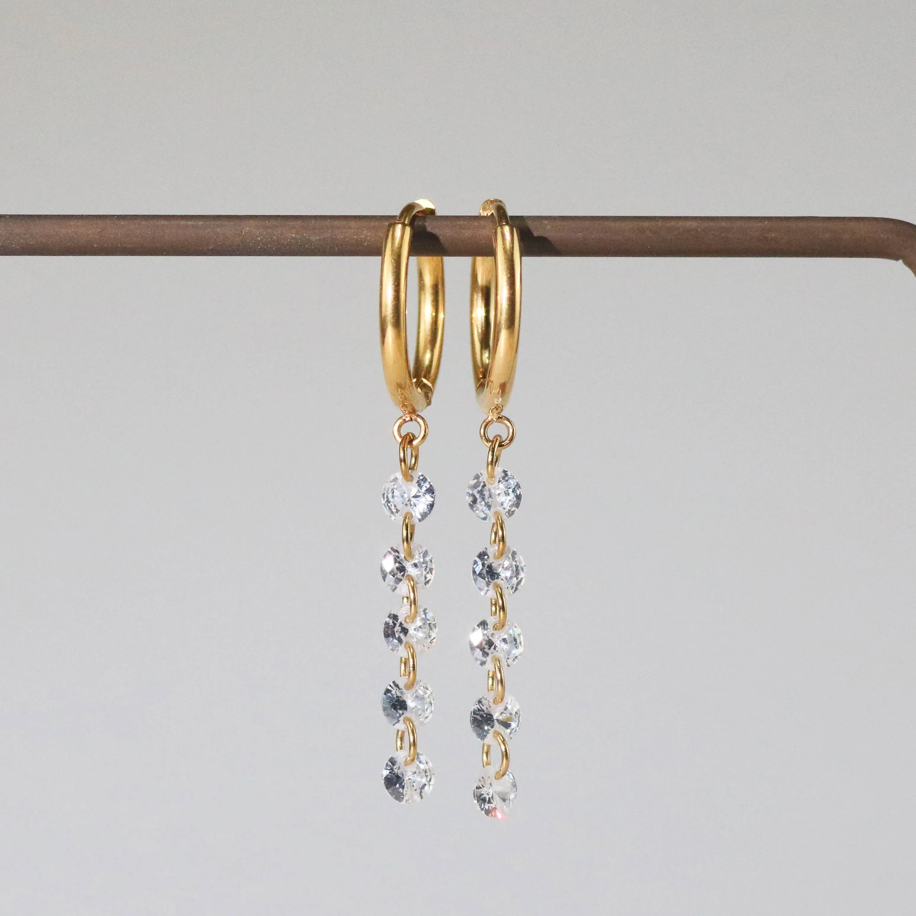 Crystal Drop Hoop Earrings- Mowry