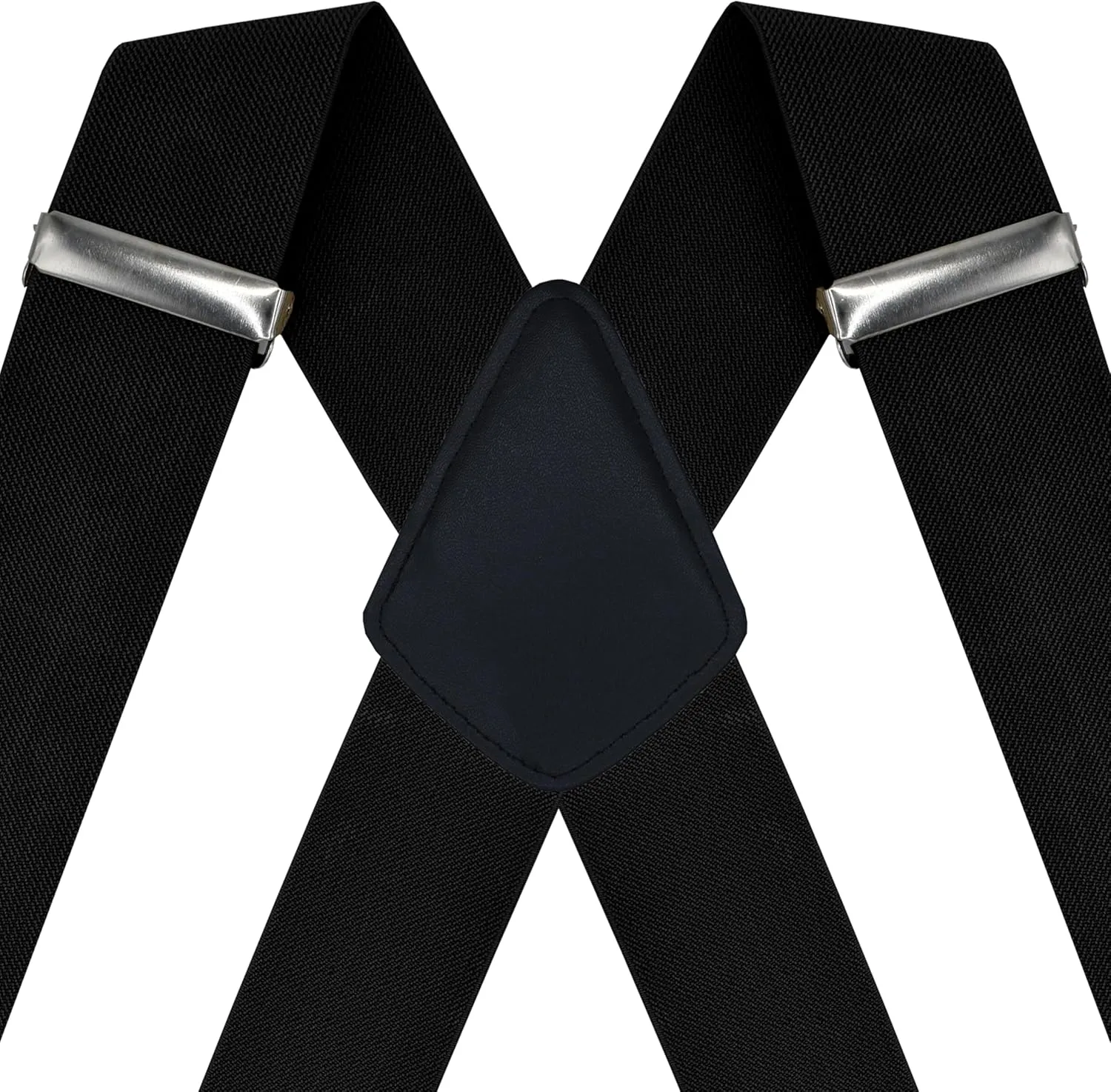 Dibi Mens Heavy Duty Suspenders Adjustable 2 Inch Wide X Back with Strong Metal Clips