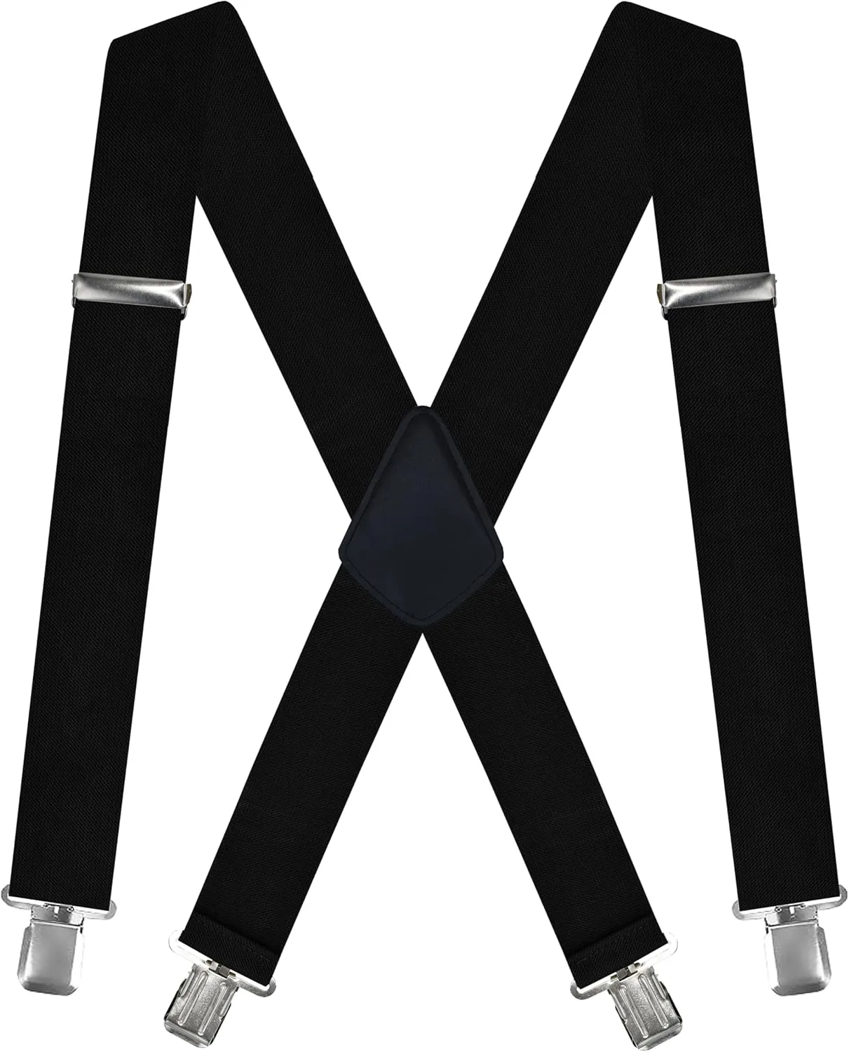 Dibi Mens Heavy Duty Suspenders Adjustable 2 Inch Wide X Back with Strong Metal Clips