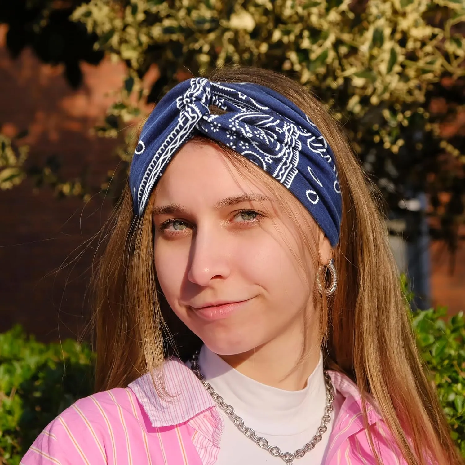DRESHOW 4 Pack Boho Cotton Non-Slip Headbands for Women Girls Yoga Workout Running Knotted Turban Floral Elastic Head Wrap