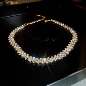 Fashion Gold Color Rhinestone Choker Necklaces for Women