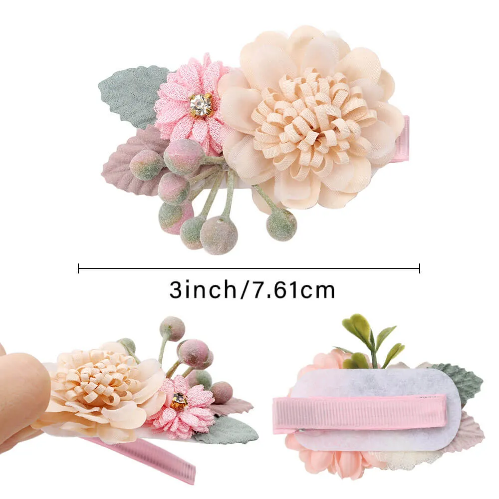 Flower Hair Clips for Little Girls-3pcs