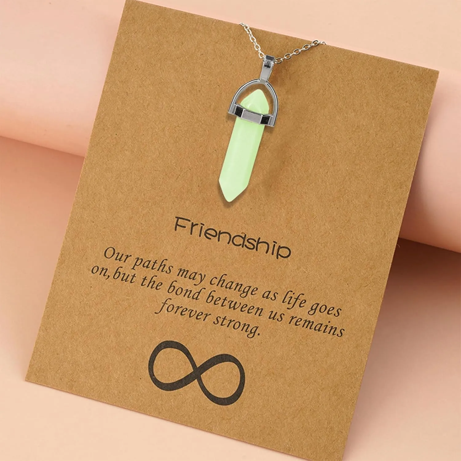 Fluorescent Crystal Necklaces Funny Halloween Luminous Hexagonal Bullet Shape Gemstone for DIY Necklace Glow in The Dark Pendant for Women Men