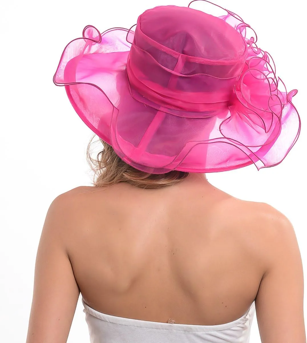 FORBUSITE Derby Church Dress Hat for Women Fascinator Bridal Tea Party Wedding Hat Wide Brim