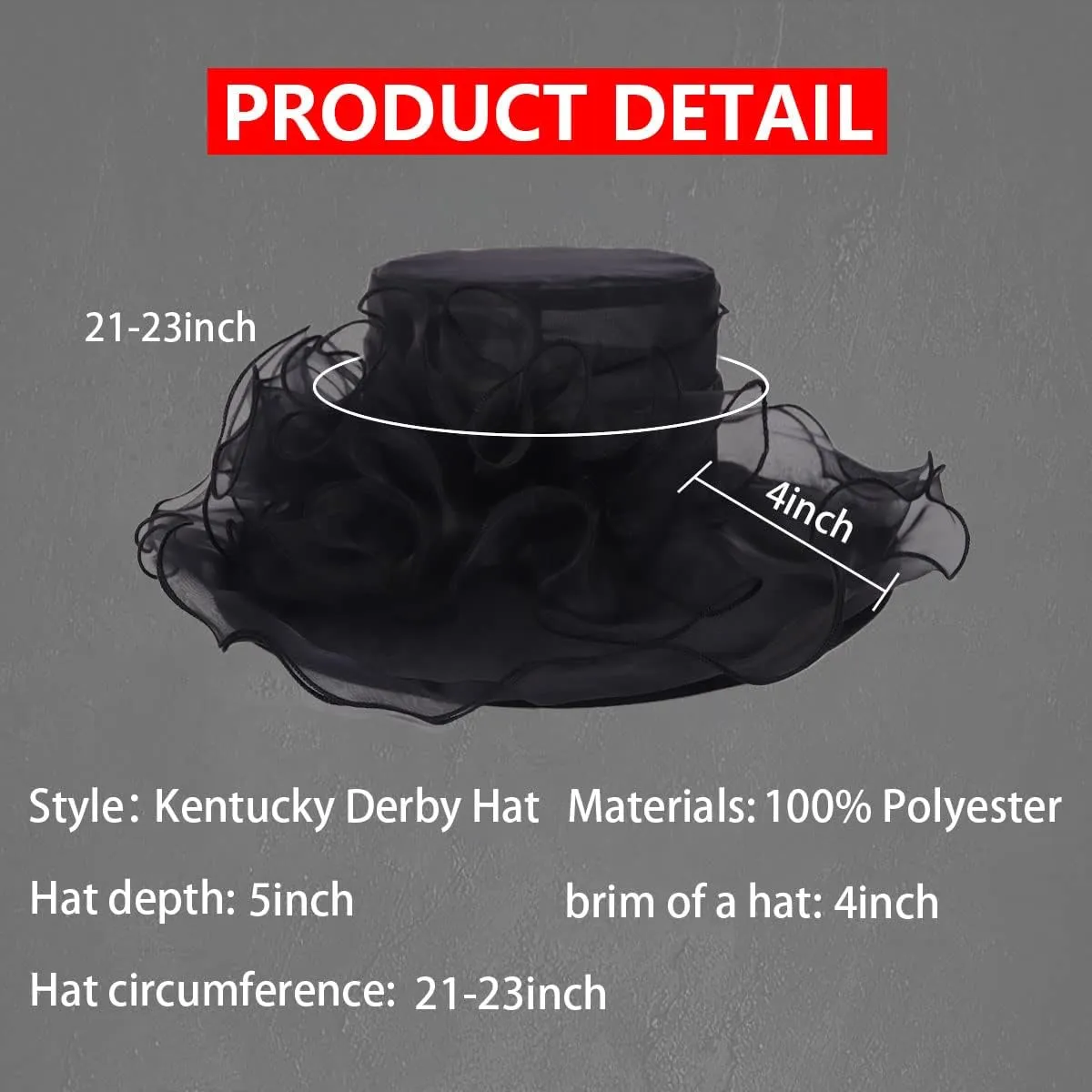 FORBUSITE Derby Church Dress Hat for Women Fascinator Bridal Tea Party Wedding Hat Wide Brim