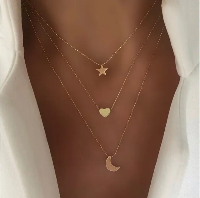 Galaxy Multiple Layered Gold Necklaces