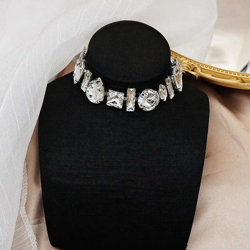 Geometric Crystal Choker Necklaces for Women Water Drop Clavicle Chain Necklaces