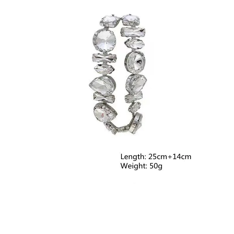 Geometric Crystal Choker Necklaces for Women Water Drop Clavicle Chain Necklaces