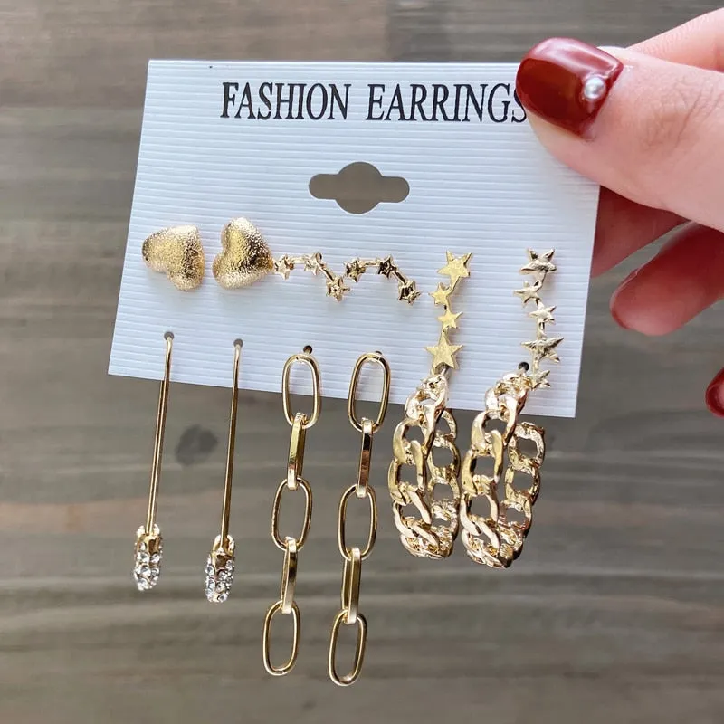 Gold and Pearl Hoop Earrings Set with Trendy Style and High Quality