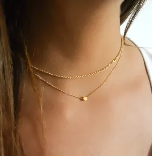 Gold Rope Choker and Dot Necklace - Set Of 2 Necklaces