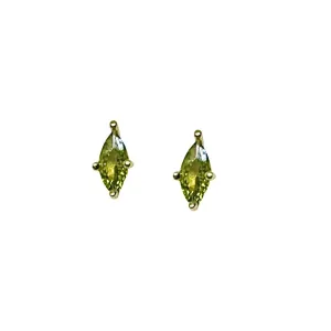Green Oval Gem Stud Earrings