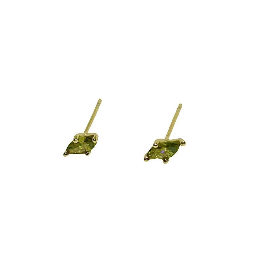Green Oval Gem Stud Earrings