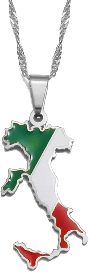 Hafrita Italy Map Flag Pendant Necklaces Gold Italian Men Maps Chain Pendant Necklaces