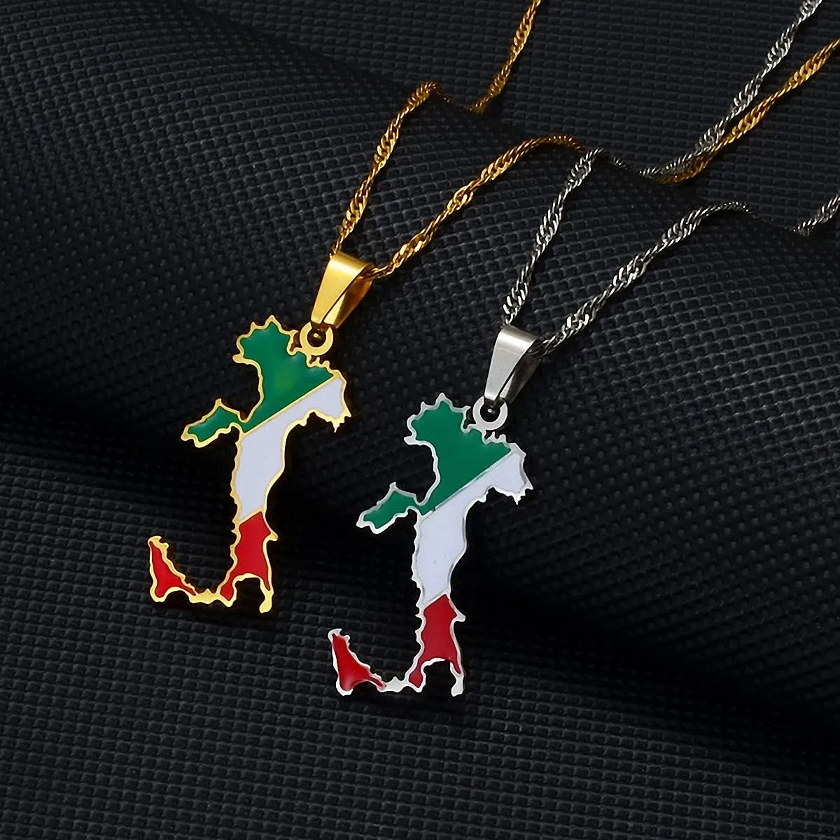 Hafrita Italy Map Flag Pendant Necklaces Gold Italian Men Maps Chain Pendant Necklaces