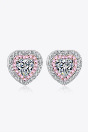 Heart-Shaped Moissanite Stud Earrings