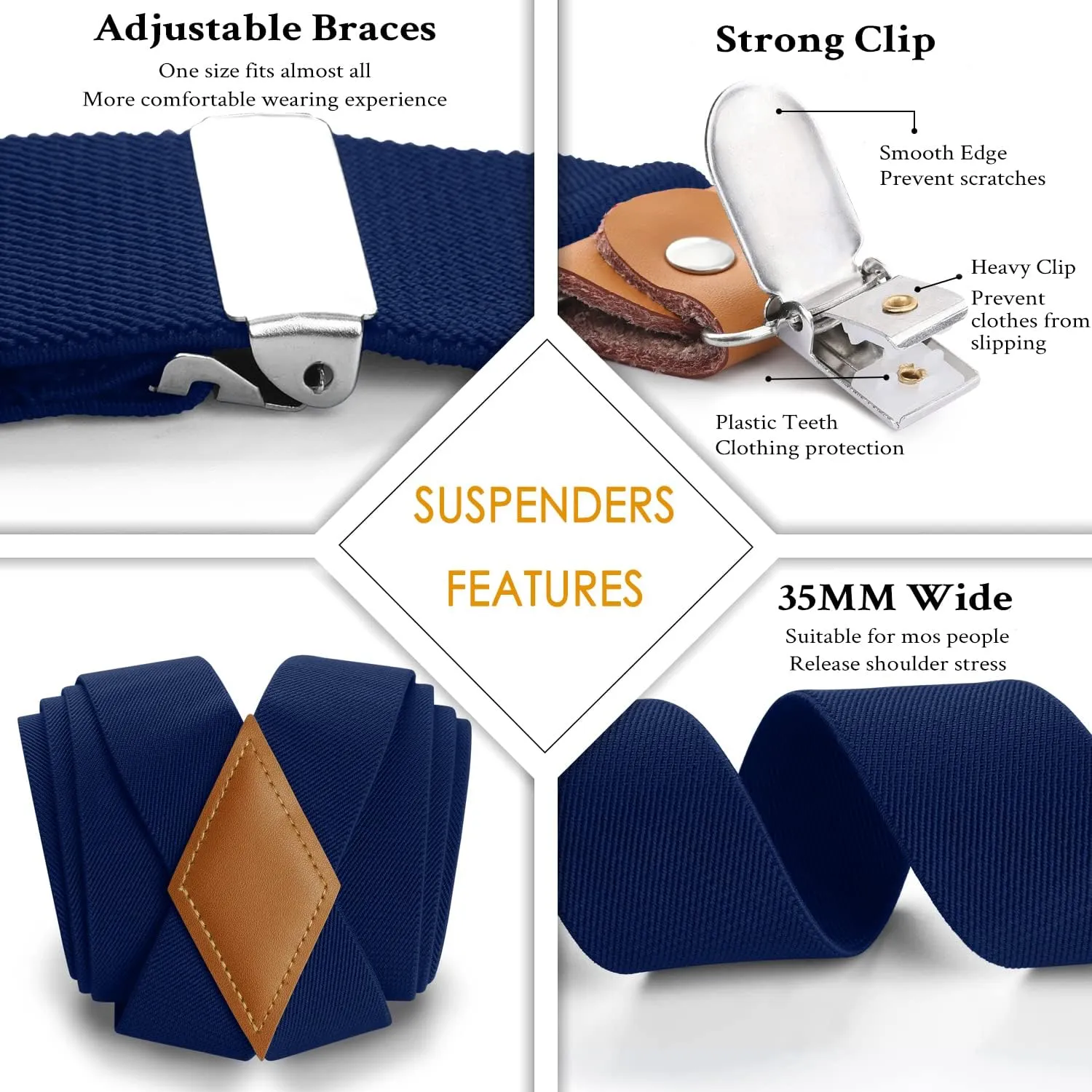 HISDERN Bow Tie and Suspenders for Men Elastic X-Back Suspender and Bowtie Set Adjustable Braces for Wedding Tuxedo