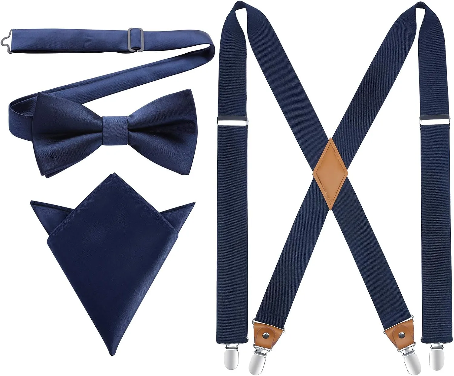 HISDERN Bow Tie and Suspenders for Men Elastic X-Back Suspender and Bowtie Set Adjustable Braces for Wedding Tuxedo