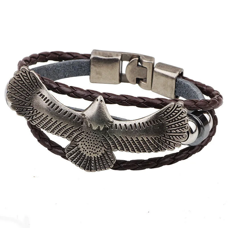 Hot Sale Bracelet Men Women Handmade Braid Genuine Leather bracelet Wrap Charm Skull Bracelet Bangle Men Jewelry