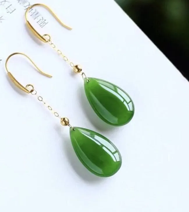 Hotan jasper drop earrings, jade drop earrings