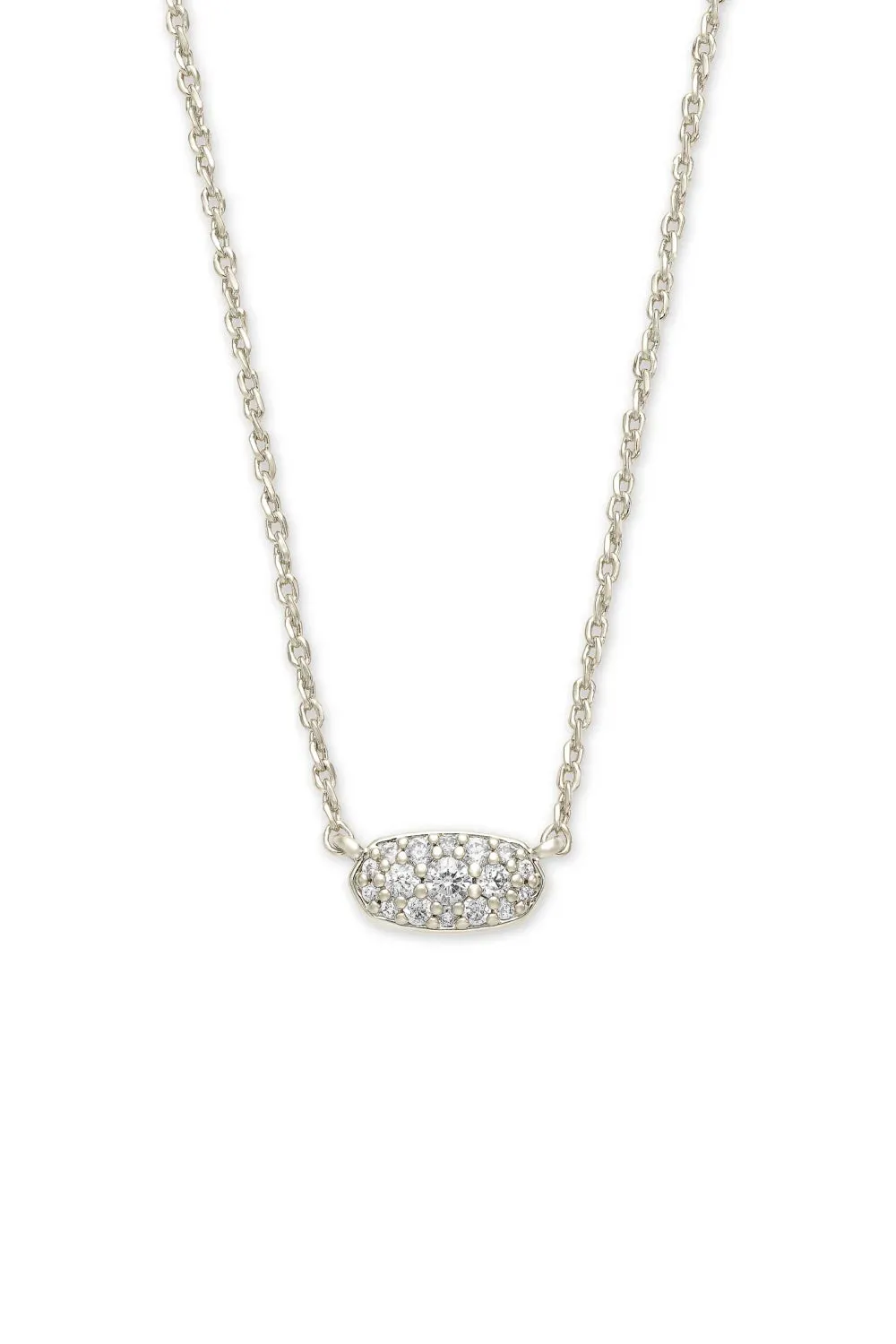 Kendra Scott: Grayson Silver Pendant Necklace - White Crystal