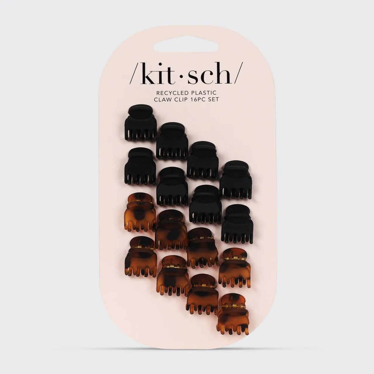 Kitsch Recycled Plastic Mini Classic Claw Clips 16pc | Black & Tort
