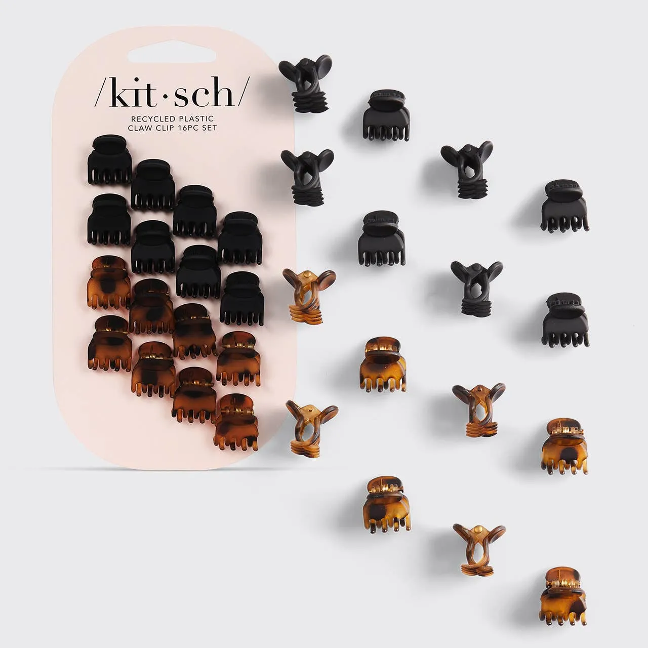 Kitsch Recycled Plastic Mini Classic Claw Clips 16pc | Black & Tort