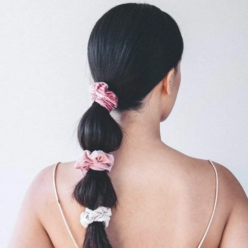 KITSCH VELVET SCRUNCHIES BLUSH/MAUVE 5 PACK