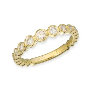 La Princesse Graduated Bezel Set 14k Gold Diamond Ring