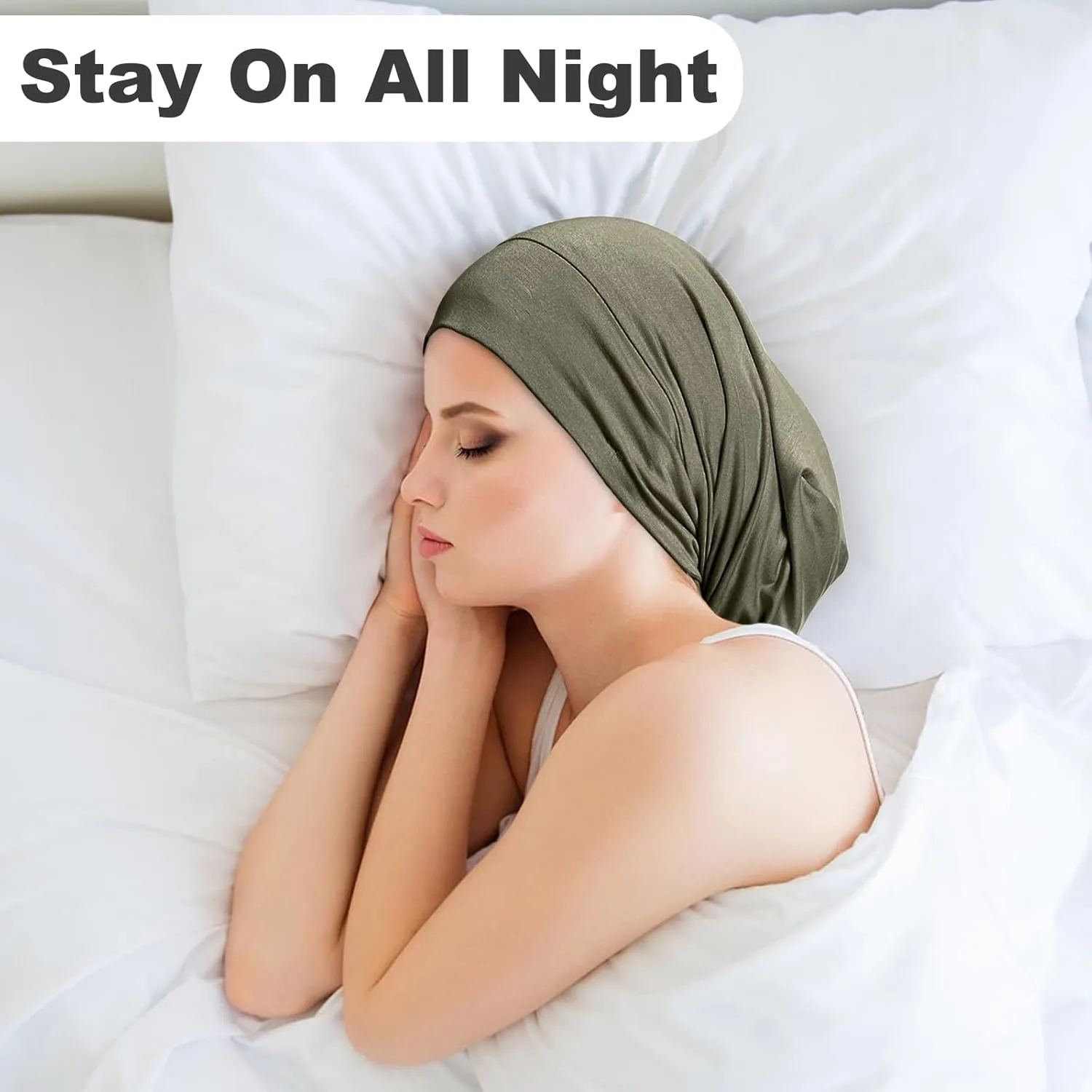 Large Sleep Cap Bonnet for Sleeping Black Women, Adjustable Cooling Ice Silk Lined Bonnet for Curly Hair Braids Beanie Hat