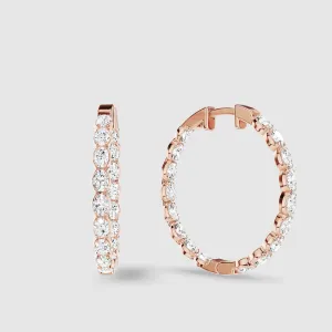 Le Chocolat Round Shaped Front Back Lab Grown Diamond Hoops -Oval