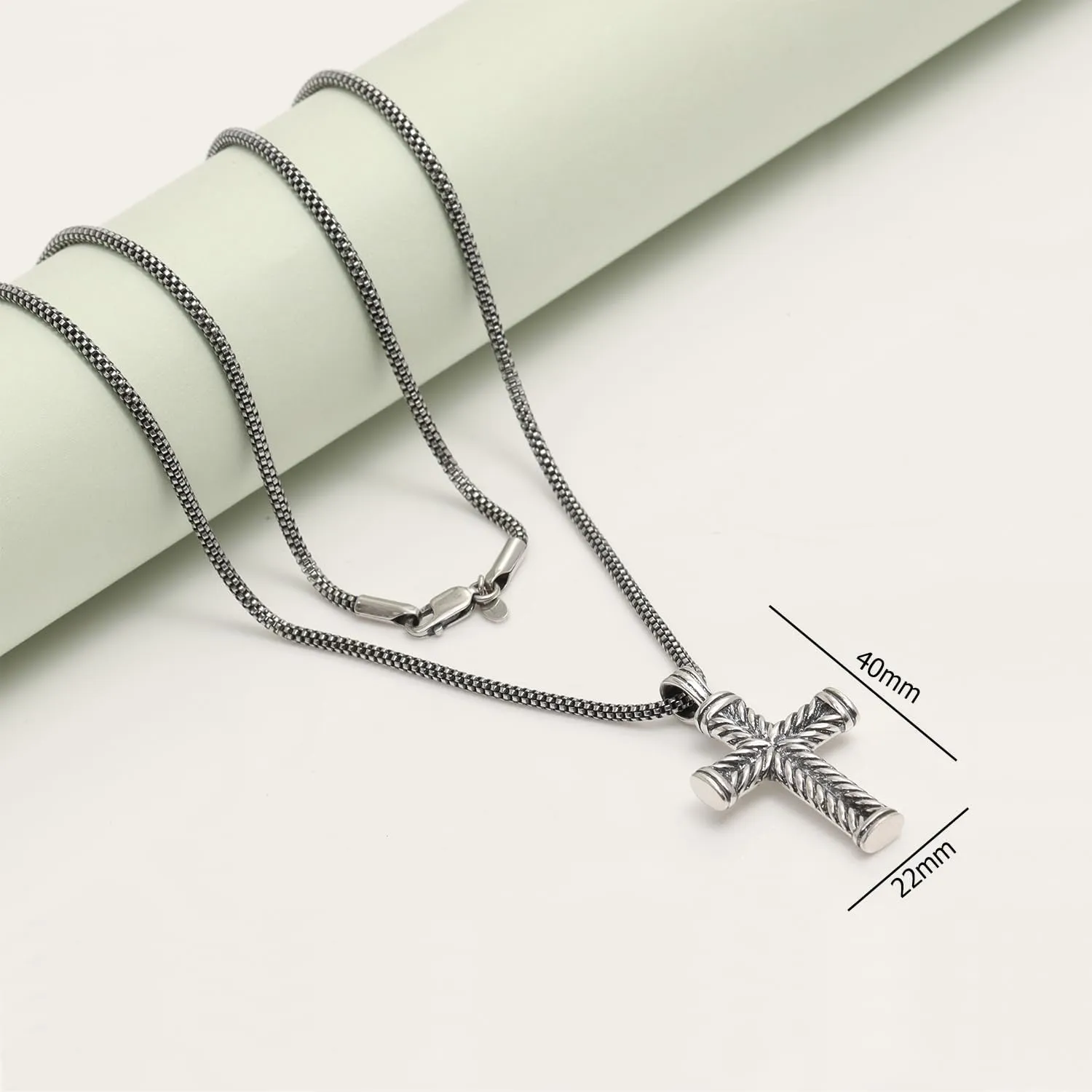 LeCalla Silver Cross Pendant Necklace Jewelry | Solid 925 Sterling Silver Cross Necklace for Men Women