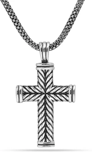 LeCalla Silver Cross Pendant Necklace Jewelry | Solid 925 Sterling Silver Cross Necklace for Men Women