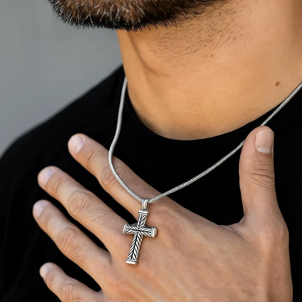 LeCalla Silver Cross Pendant Necklace Jewelry | Solid 925 Sterling Silver Cross Necklace for Men Women