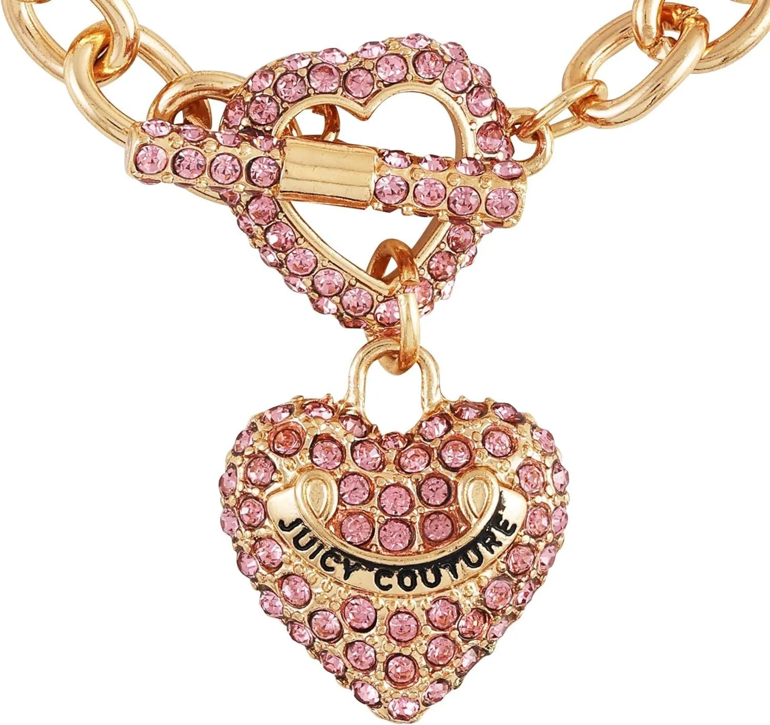 Light Rose Heart Charm Toggle Bracelet