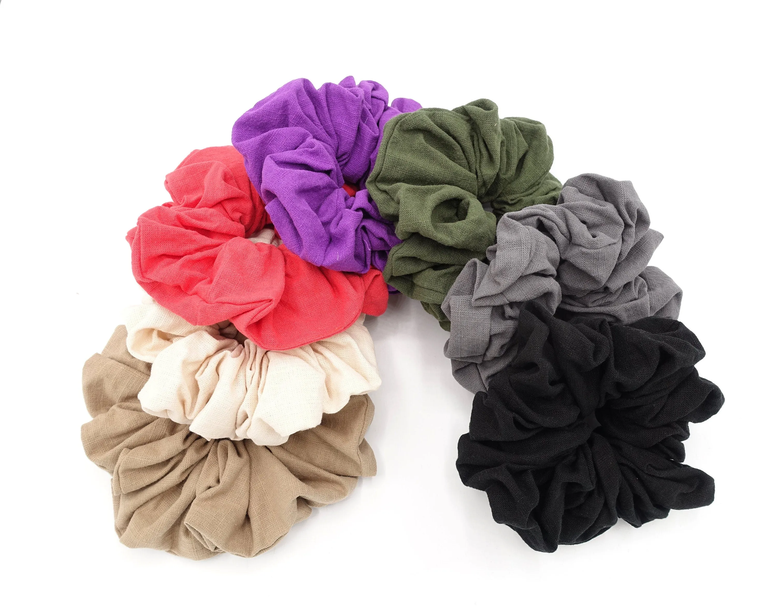 linen blend oversized scrunchies large cotton scrunchies solid hair elastic women hair accessory