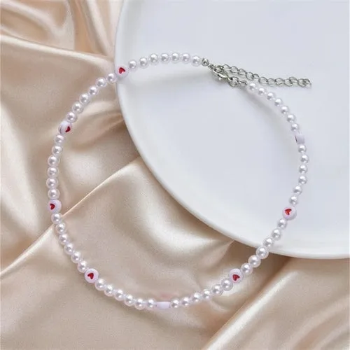 Love Pearl Necklace Female Personality Party Fashion Clavicle -