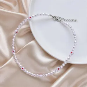 Love Pearl Necklace Female Personality Party Fashion Clavicle -