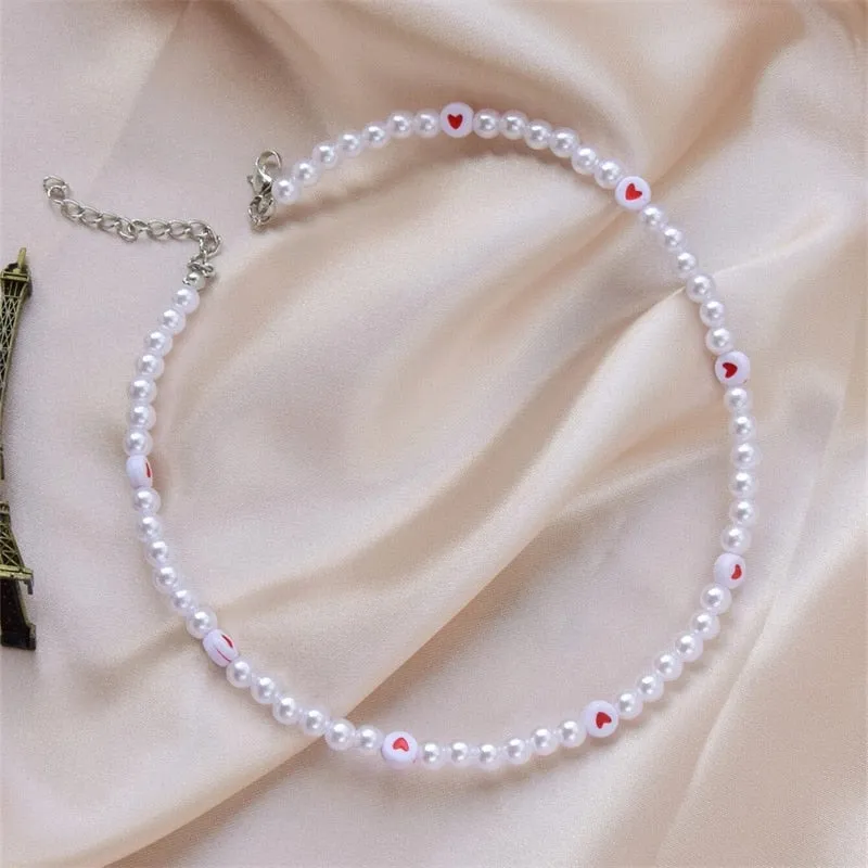 Love Pearl Necklace Female Personality Party Fashion Clavicle -