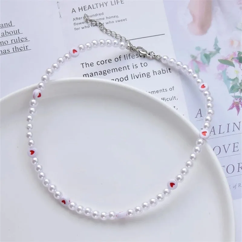 Love Pearl Necklace Female Personality Party Fashion Clavicle -