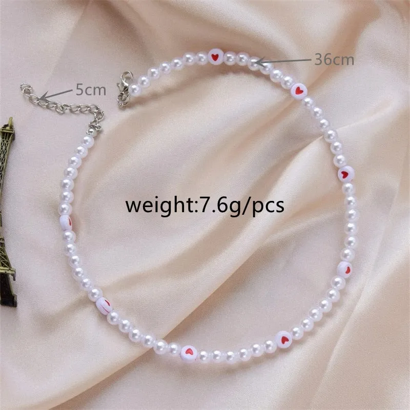 Love Pearl Necklace Female Personality Party Fashion Clavicle -