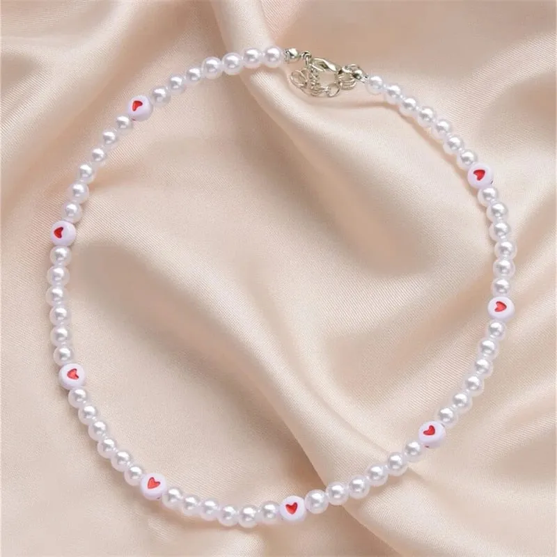Love Pearl Necklace Female Personality Party Fashion Clavicle -