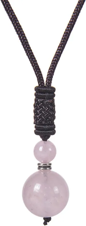 Lucky Natural Crystal Black Obsidian Tiger Eye Stone Bead Pendant Necklace Energy Healing Adjustable Braided Rope Cord Necklace for Women Men Protection Jewelry Gift