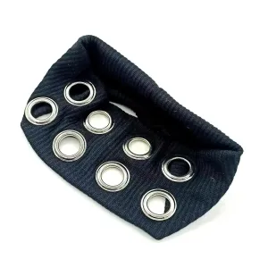 Lunoakvo Women Hollow Out Eyelets Elastic Headband Y2k Girls Punk Grunge Wide Hairbands Stretchy Casual Hair Accessory