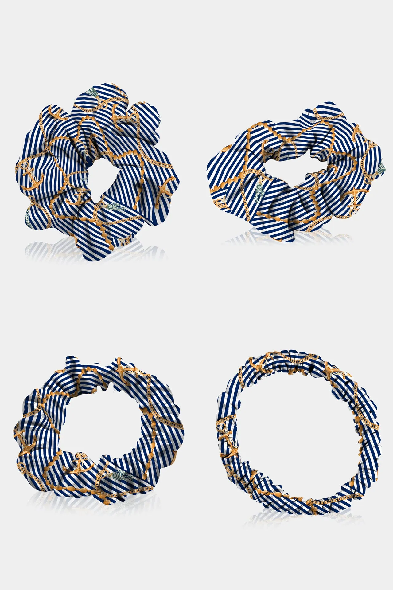 Nautical Stripe Silk Hair Scrunchies
