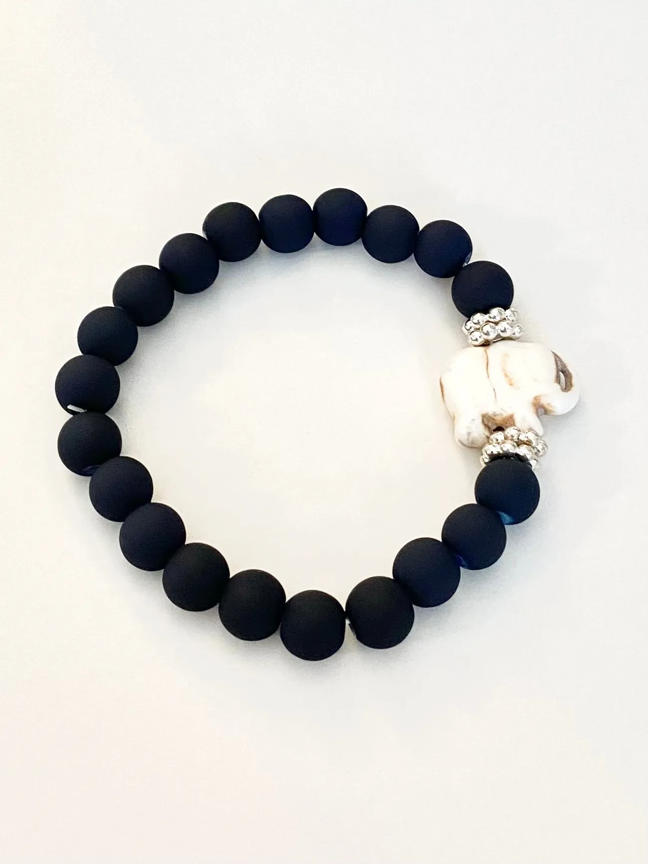 NAVY MATTE SIGNATURE  ELEPHANT BEADED  BRACELET