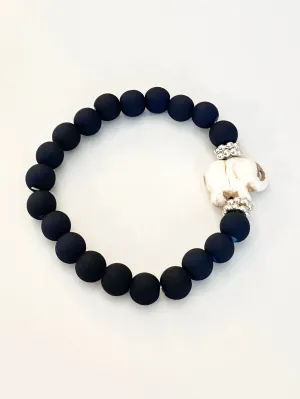 NAVY MATTE SIGNATURE  ELEPHANT BEADED  BRACELET
