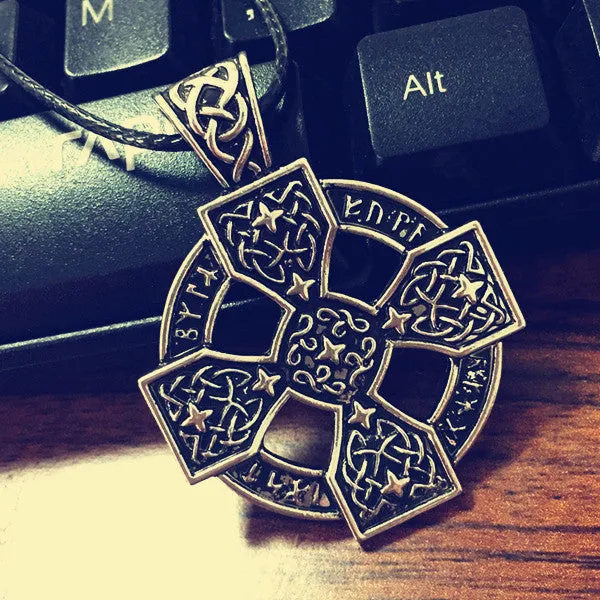 Norse Viking Sunwheel Cross Rune Necklace Pendant  N015