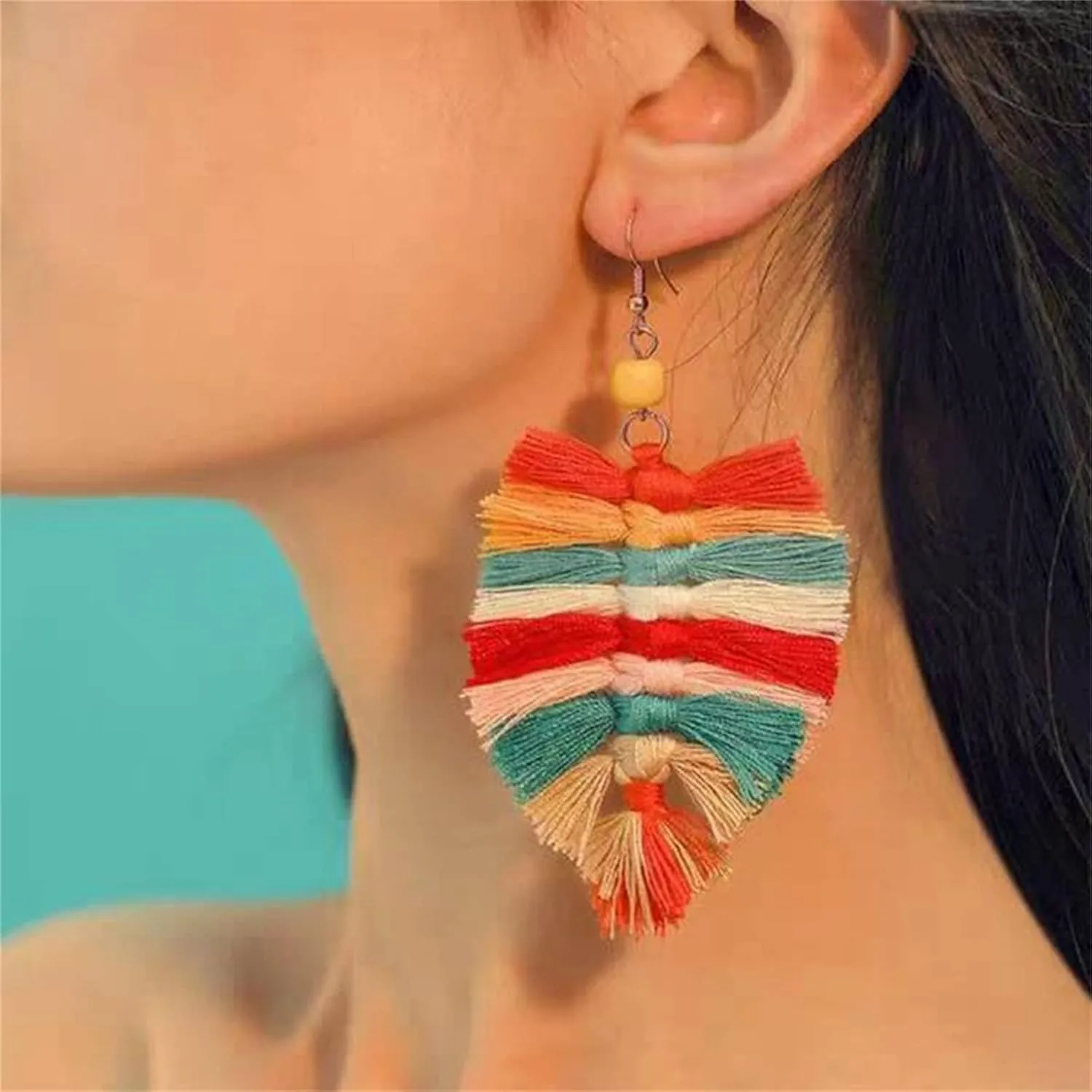 ONLYJUMP Long Layered Dangle Earrings Colorful Elegant Tiered Tassel Druzy Dangle Drop Earrings Handmade Bohemia Tassel Earrings for Women Boho Fashion jewelry Valentine Birthday Party Gift